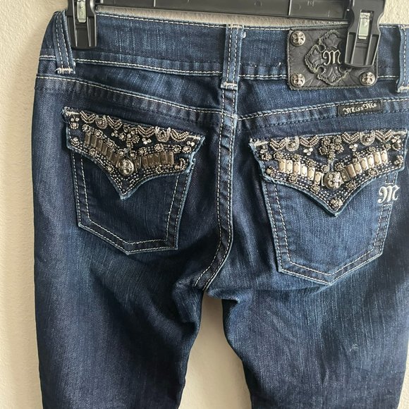 NWOT Miss Me Dark Wash Embellished Skinny Jeans Size 27 Style JP46565 - Picture 11 of 14